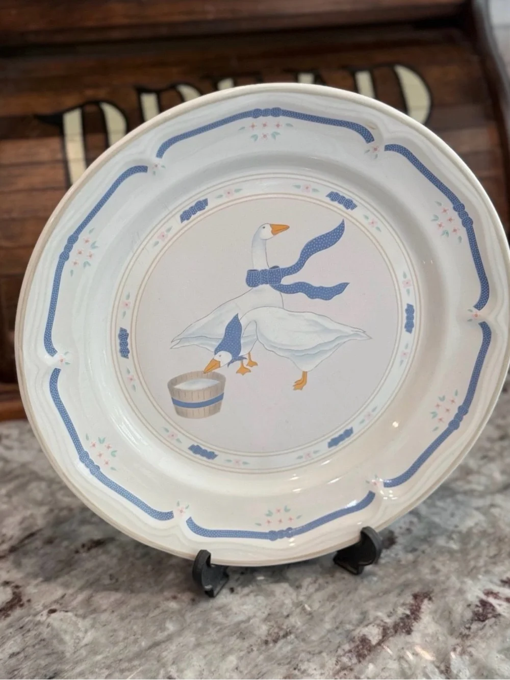 Newcor Stoneware Countryside Goose plates, set of 2 | Country Goose cottage core
